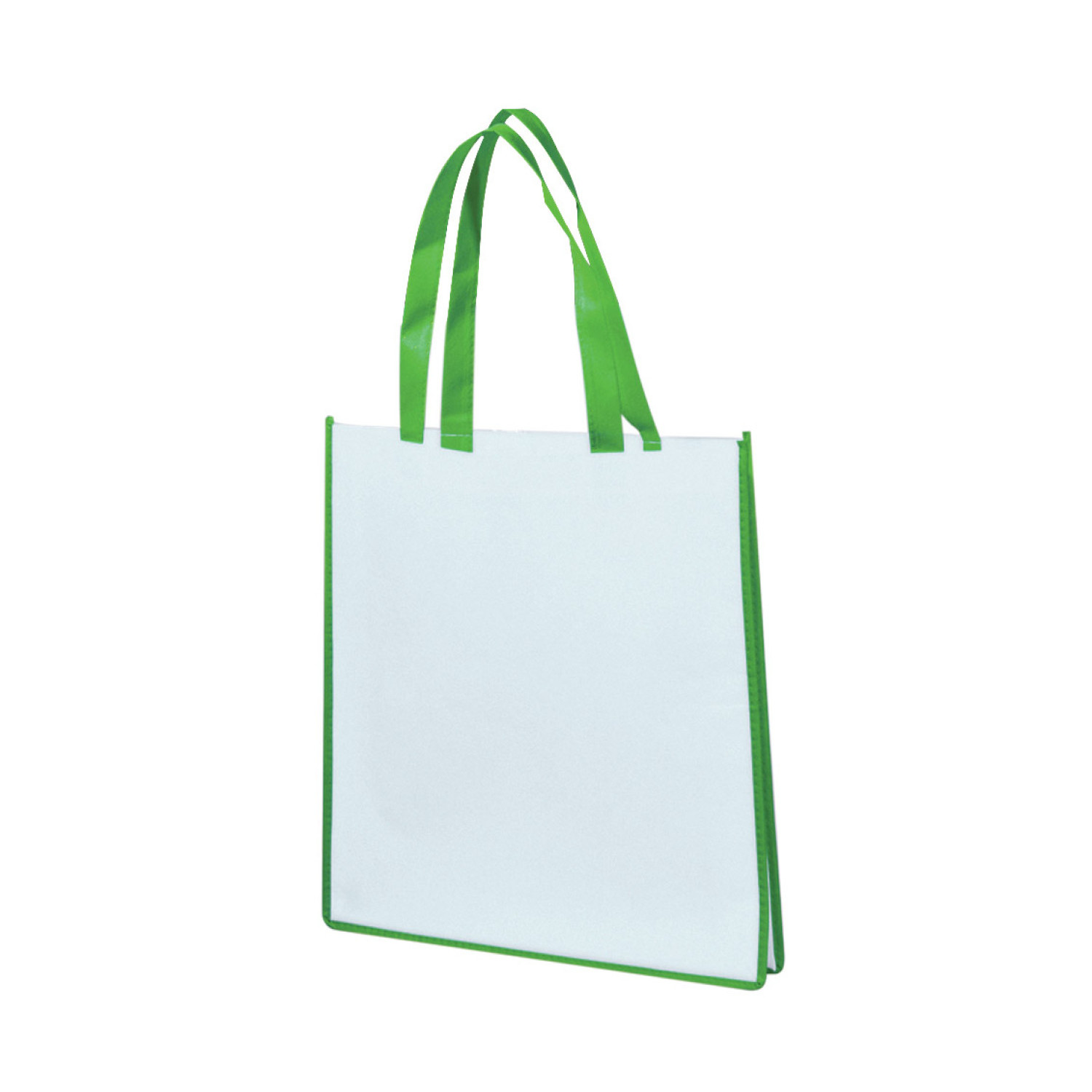 Еко чанта NWB-011, бяла със светло зелени дръжки