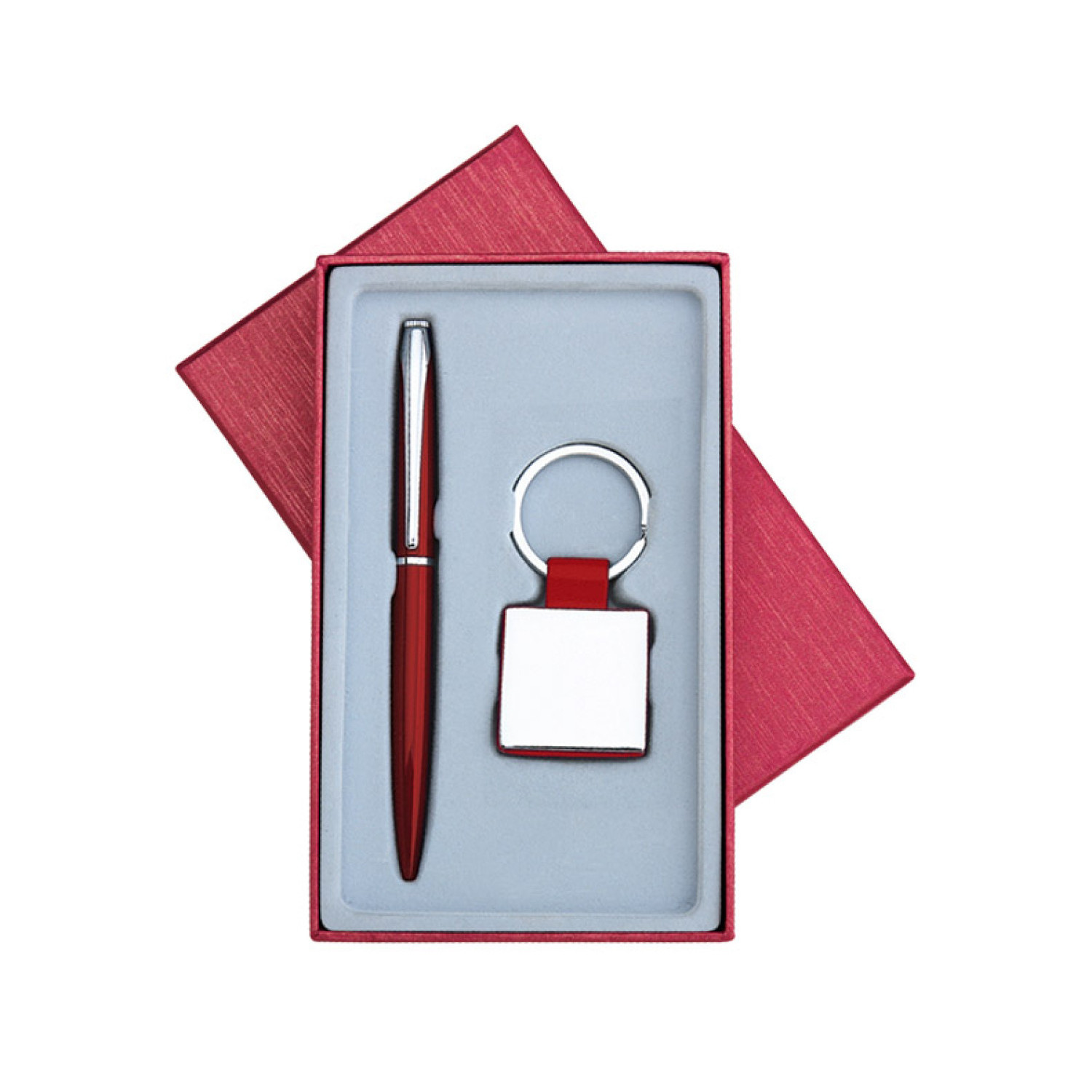 Комплект метална химикалка и ключодържател BK-567, червен