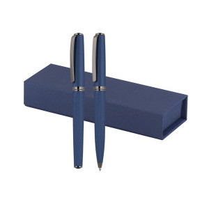 Комплект метална химикалка и ролер SET-9, син