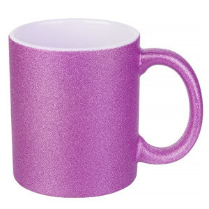 Лилава керамична чаша, с глитер