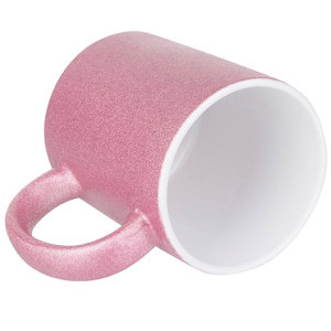 Розова керамична чаша, с глитер