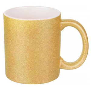 Златна керамична чаша, с глитер