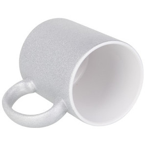 Сребърна керамична чаша, с глитер